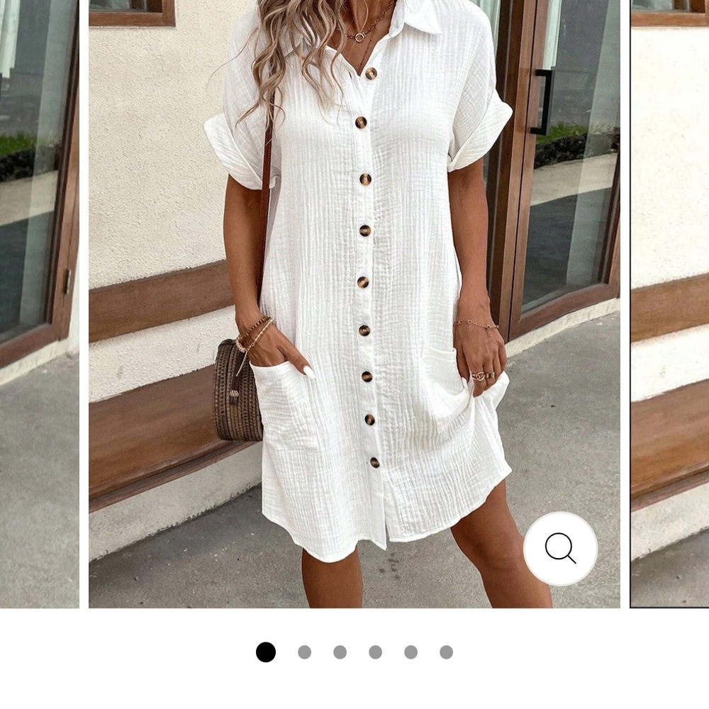 White Button-Up Shirt Dress